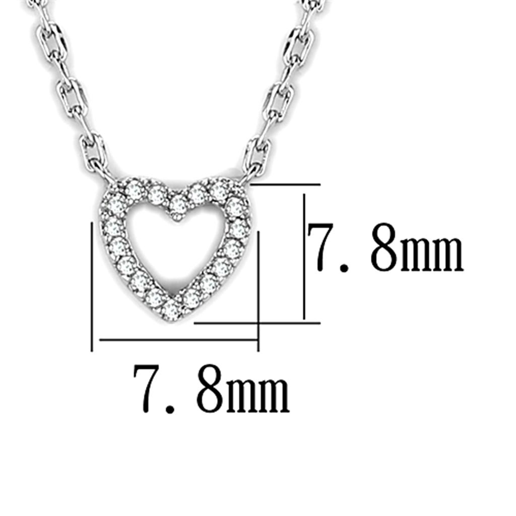 3W413 Rhodium Brass Necklace with Clear AAA Grade CZ