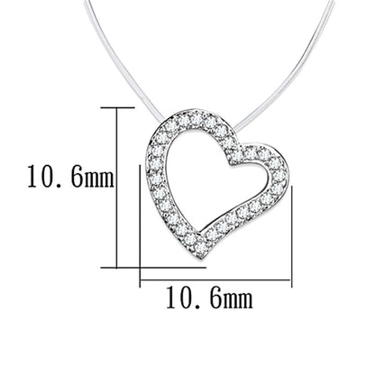 3W420 Rhodium Brass Necklace with Clear AAA Grade CZ