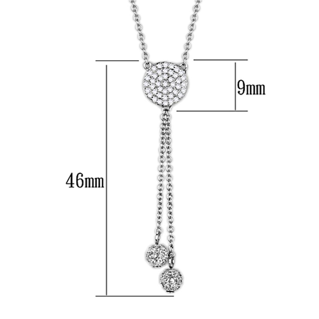 3W429 Rhodium Brass Necklace with Clear AAA Grade CZ