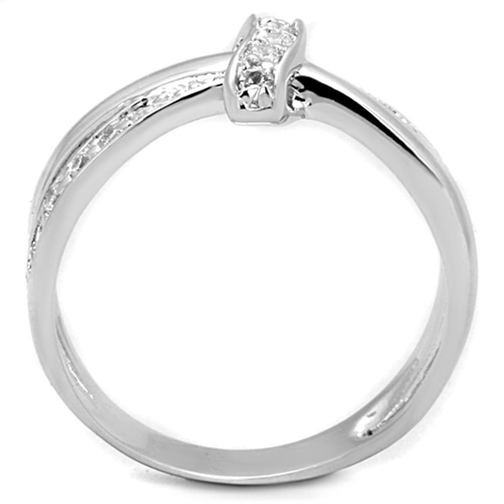 3W819 Rhodium Brass Ring with Clear AAA Grade CZ