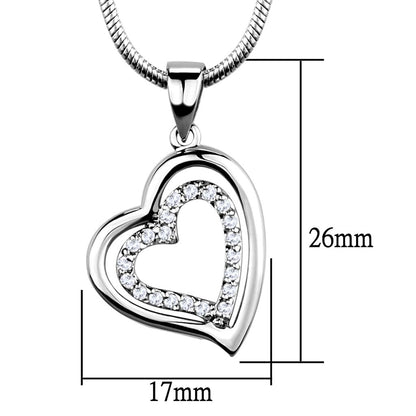 3W841 Rhodium Brass Chain Pendant with Clear AAA CZ