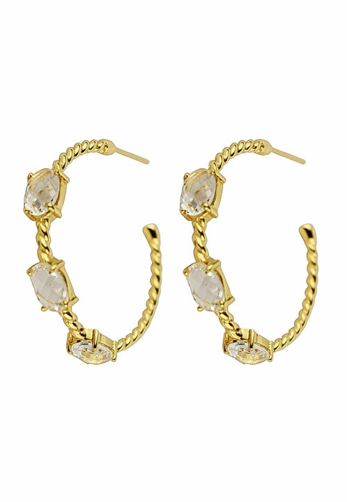 Elegant Doha Earrings with 18K Gold-Plating and Stones