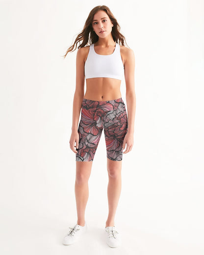 Petal Swirls Women's Mid-Rise Bike Shorts for Comfort