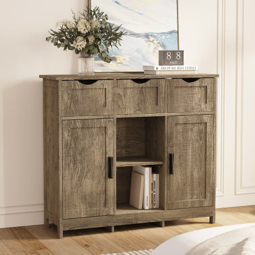 Storage Cabinets Wooden Floor Cabinet with Drawers and Shelves