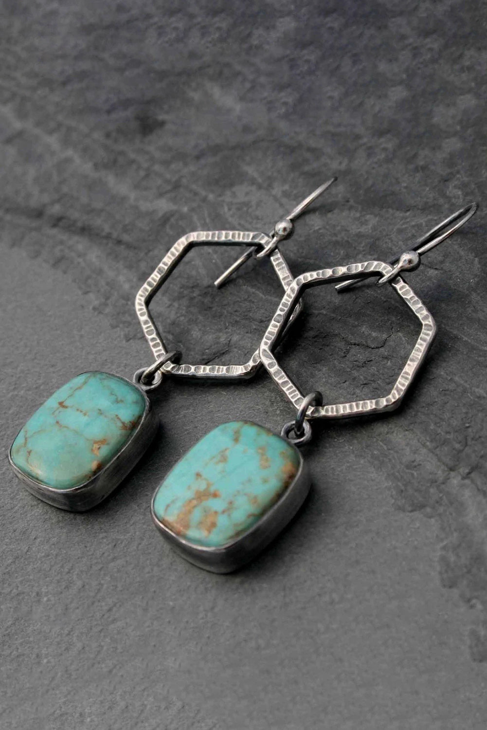 Vintage Turquoise Geometric Drop Earrings for Stylish Looks