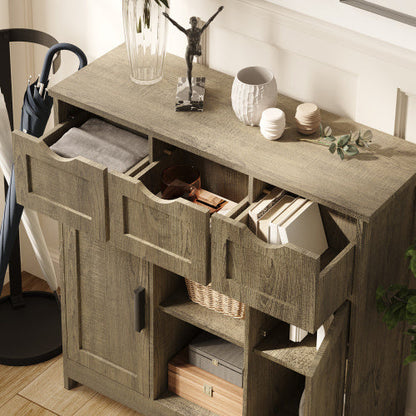 Storage Cabinets Wooden Floor Cabinet with Drawers and Shelves