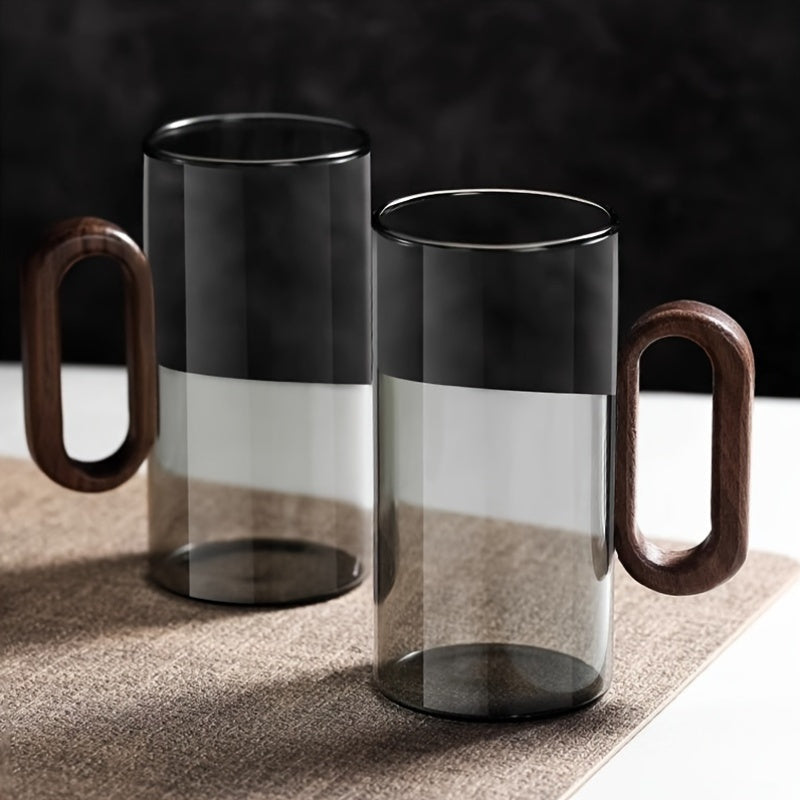 Ecofriendly Glass Mug Set with Dark Walnut Handle - Stylemz