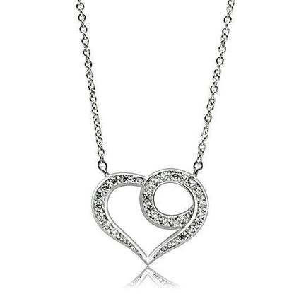 3W075 Rhodium Brass Necklace with Clear AAA Grade CZ