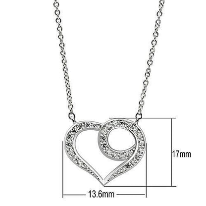 3W075 Rhodium Brass Necklace with Clear AAA Grade CZ