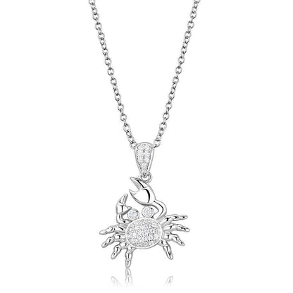 3W1377 Rhodium 925 Sterling Silver Chain Pendant with CZ