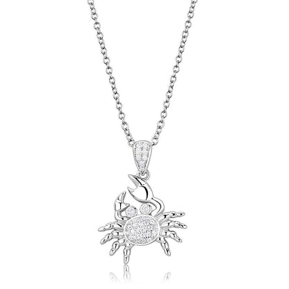 3W1377 Rhodium 925 Sterling Silver Chain Pendant with CZ