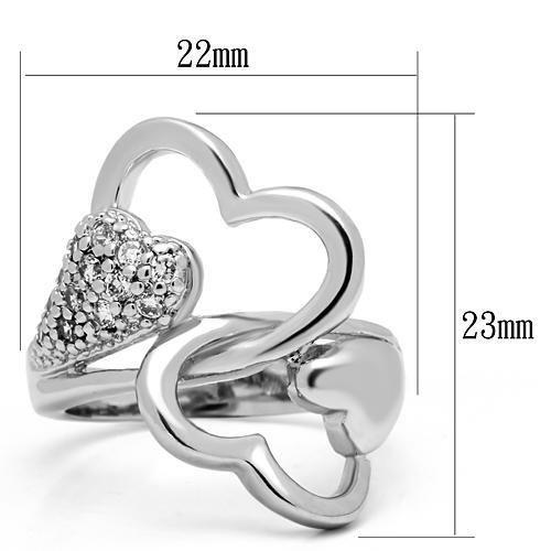 3W213 Rhodium Brass Ring with Clear AAA Grade CZ