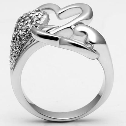 3W213 Rhodium Brass Ring with Clear AAA Grade CZ