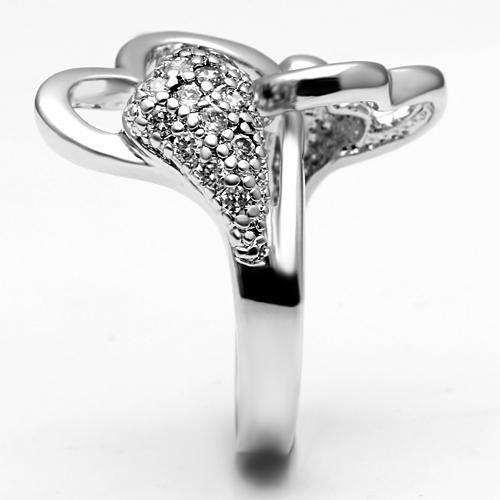 3W213 Rhodium Brass Ring with Clear AAA Grade CZ