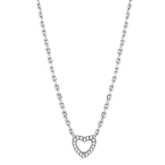 3W413 Rhodium Brass Necklace with Clear AAA Grade CZ