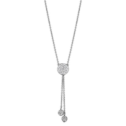 3W429 Rhodium Brass Necklace with Clear AAA Grade CZ