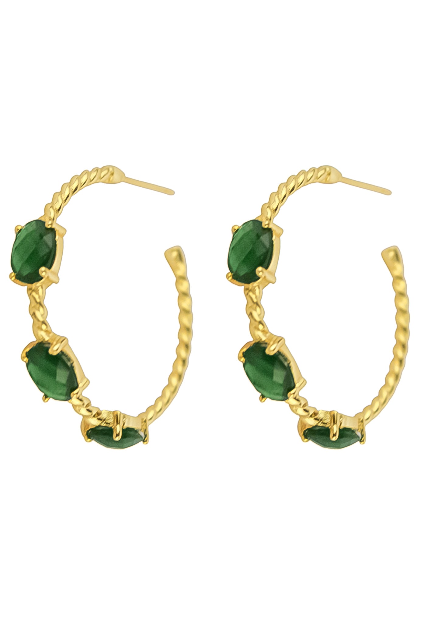 Elegant Doha Earrings with 18K Gold-Plating and Stones