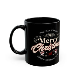 StyleMZ -  Merry Christmas Happy Vibes Black Mug (11oz, 15oz)  - StyleMZ