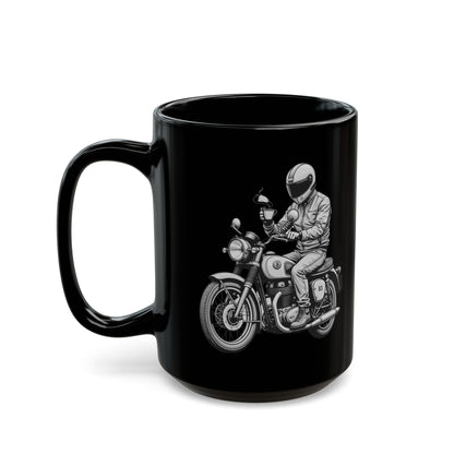 Motorcycle Rider with Coffee Black Mug (11oz, 15oz) - StyleMZ