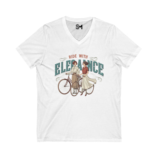 Ride with elegance Unisex Jersey Short Sleeve V-Neck Tee - StyleMZ - Stylemz