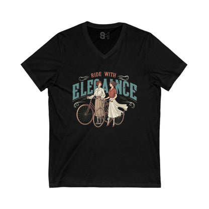 Ride with elegance Unisex Jersey Short Sleeve V-Neck Tee - StyleMZ