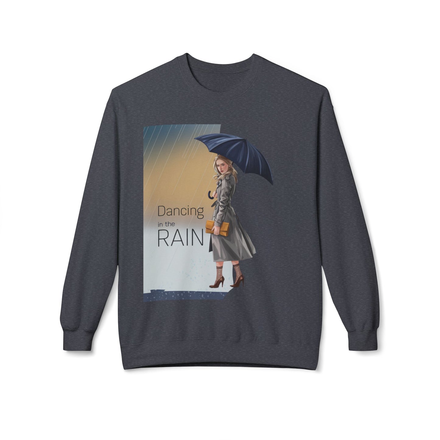 StyleMZ -  Dancing in the rain Unisex Midweight Softstyle Fleece Crewneck Sweatshirt  - StyleMZ