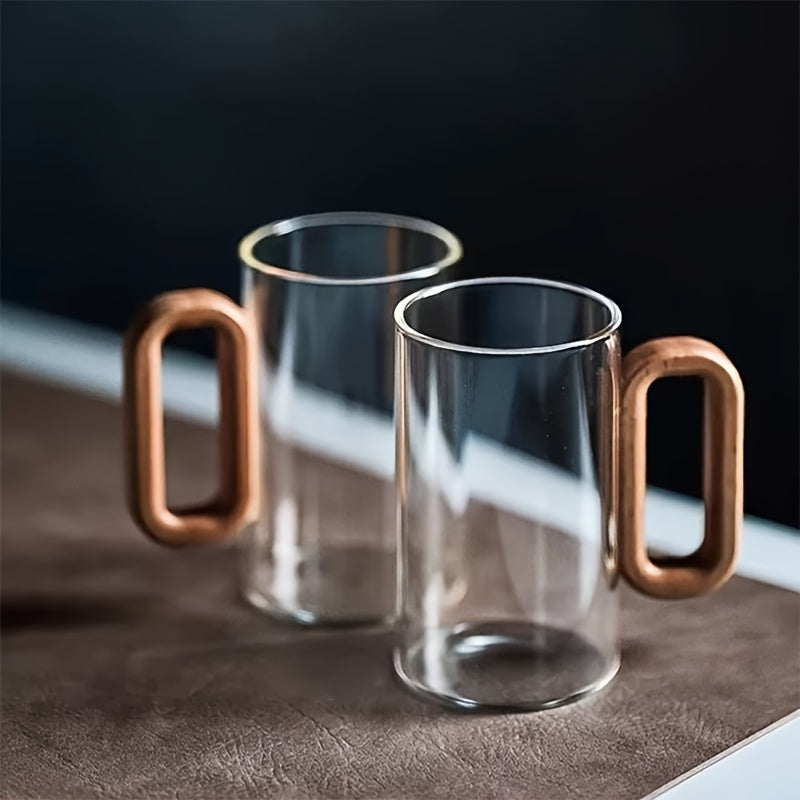 Ecofriendly Glass Mug Set with Dark Walnut Handle - Stylemz