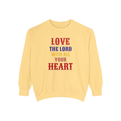 Korea -  Love your God Unisex Garment-Dyed Sweatshirt  - StyleMZ