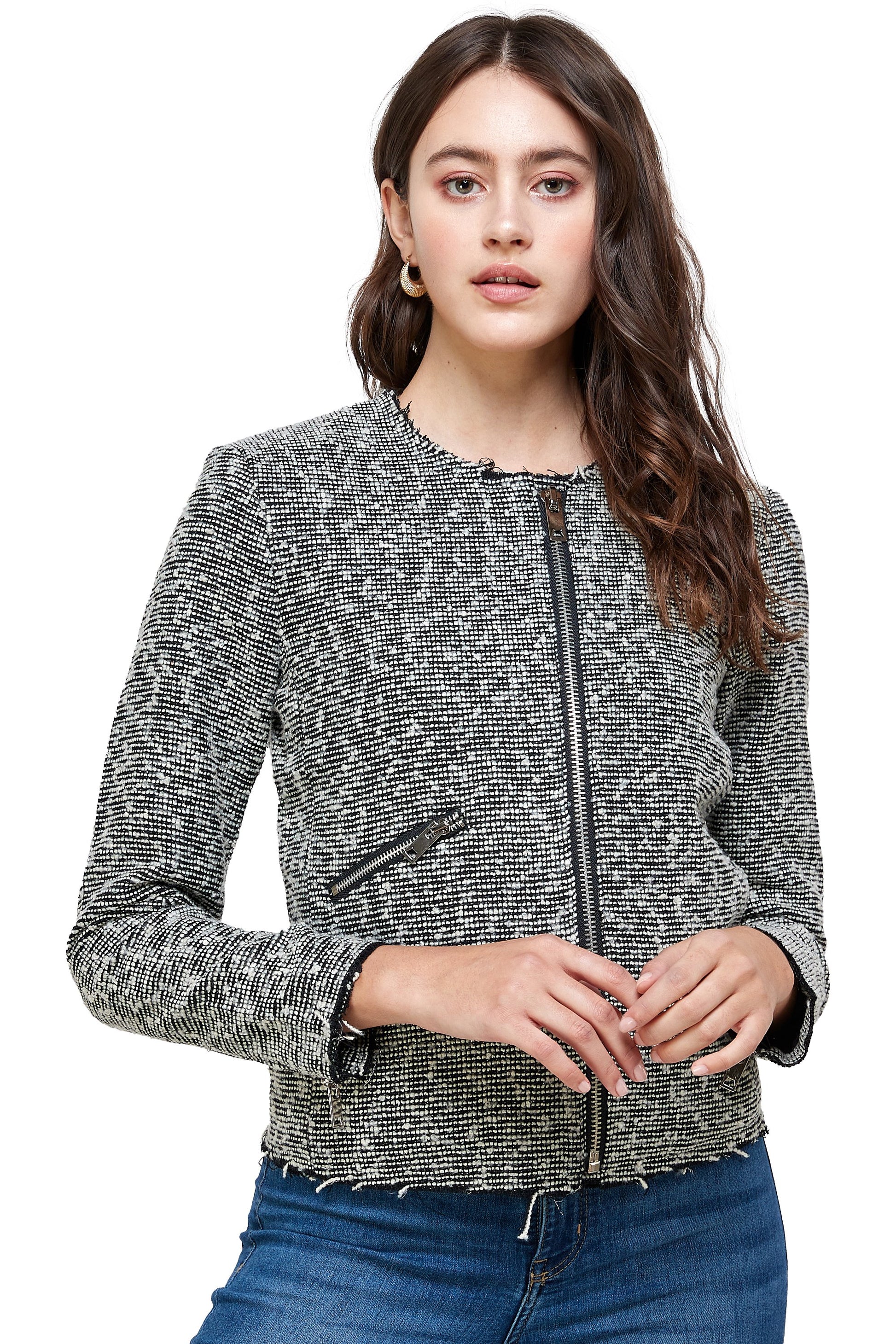 Textured Zip-Up Jacket – Casual Elegance - Stylemz