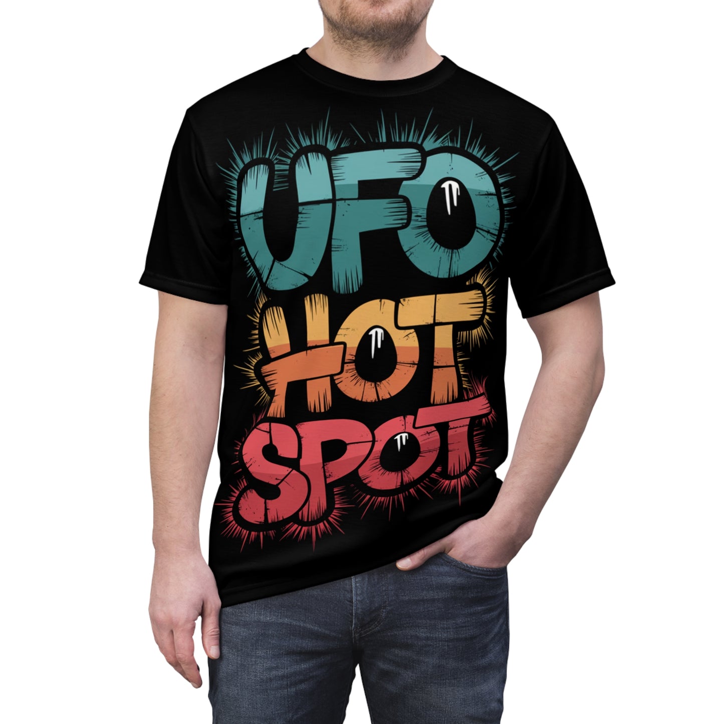 Corea - Camiseta unisex cortada y cosida UFO HOT SPOT (AOP) - StyleMZ 