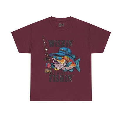 Whishing I was fishing Unisex Heavy Cotton Tee - StyleMZ