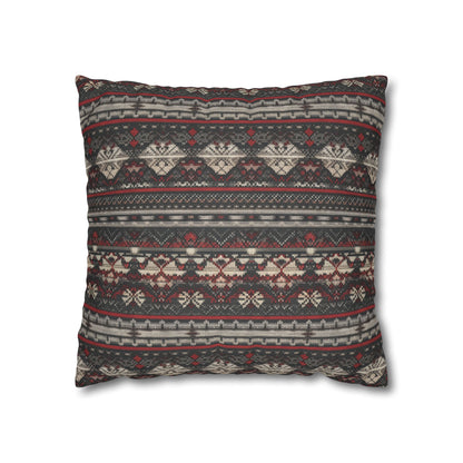 Nordic Knit Pattern Faux Suede Square Pillowcase - StyleMZ