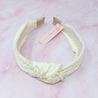 Elegant Knot Pearl Embellished Headband for Stylish Looks