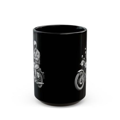 Motorcycle Rider with Coffee Black Mug (11oz, 15oz) - StyleMZ