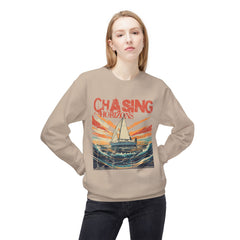 Chasing Horizons Unisex Midweight Softstyle Fleece Crewneck Sweatshirt  - StyleMZ