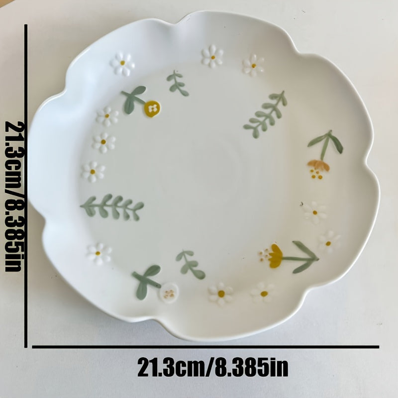 Handpainted Vintage Little Daisy Ceramic Bowl Plate Set