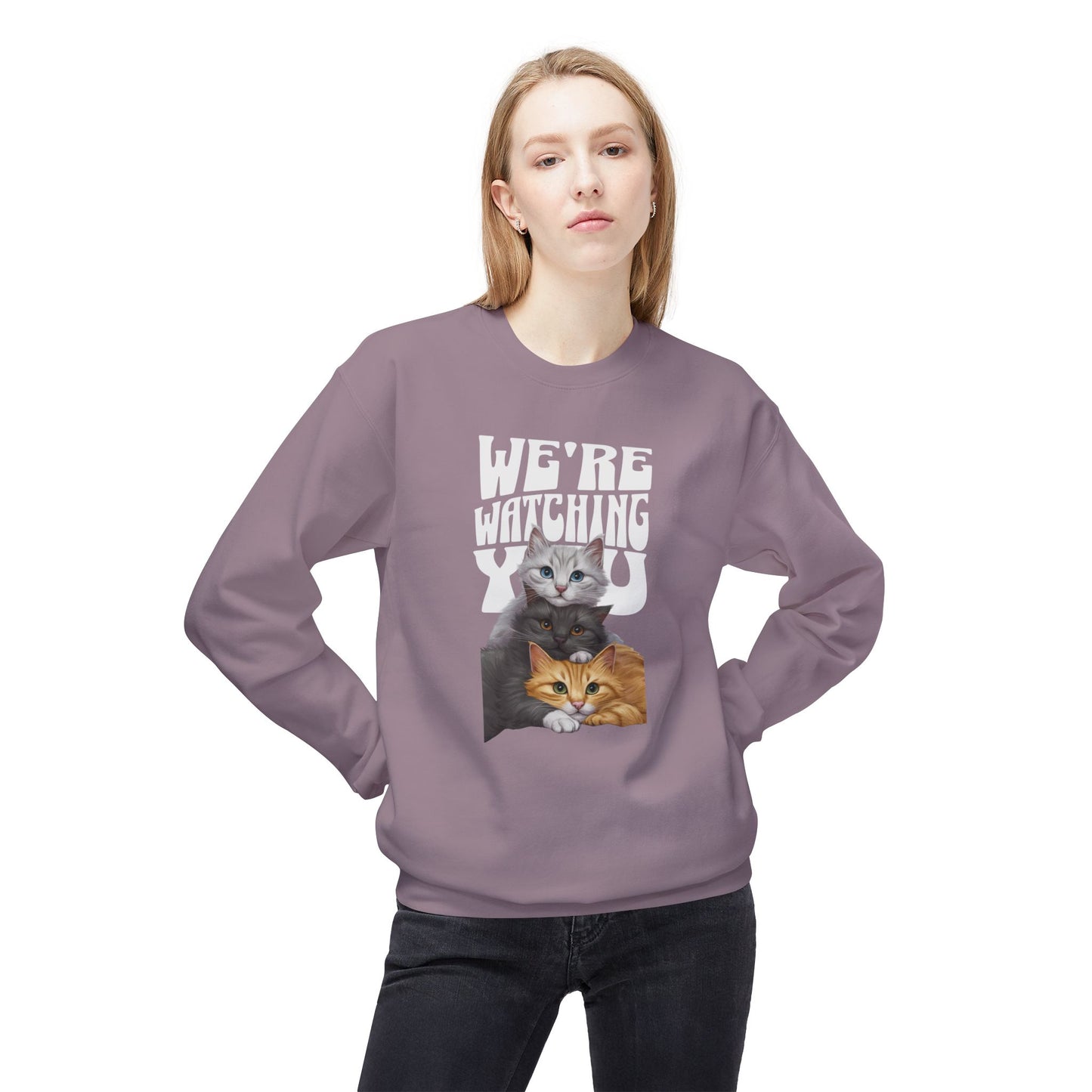 Korea -  We're watching you Unisex Midweight Softstyle Fleece Crewneck Sweatshirt  - StyleMZ