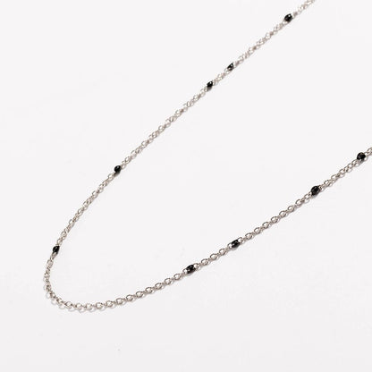 Dainty Black Onyx Beaded Link Necklace with Gold Chain