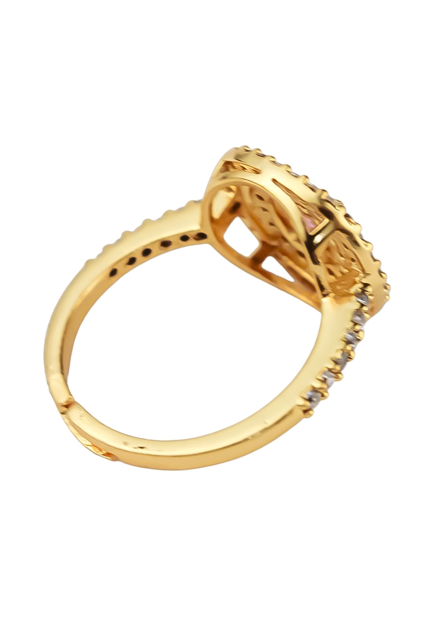 Elegant Golden Maldives Ring with Zirconia Stones