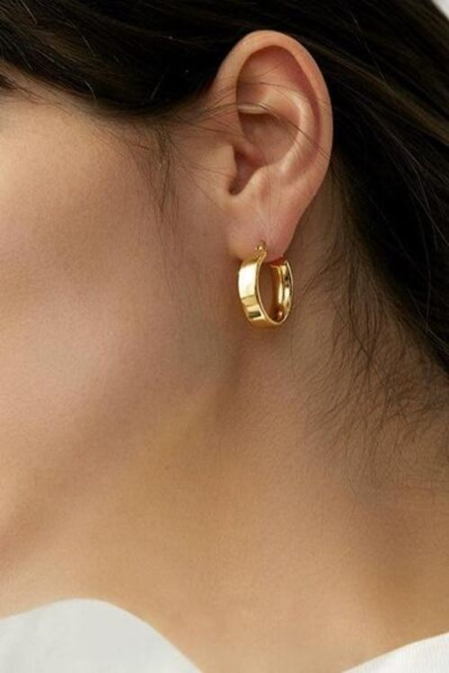 Gold-Plated Huggie Earrings - Elegant Gold-Plated Brass Design - Stylemz