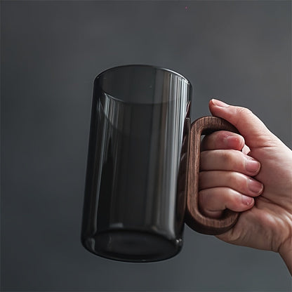 Ecofriendly Glass Mug Set with Dark Walnut Handle - Stylemz