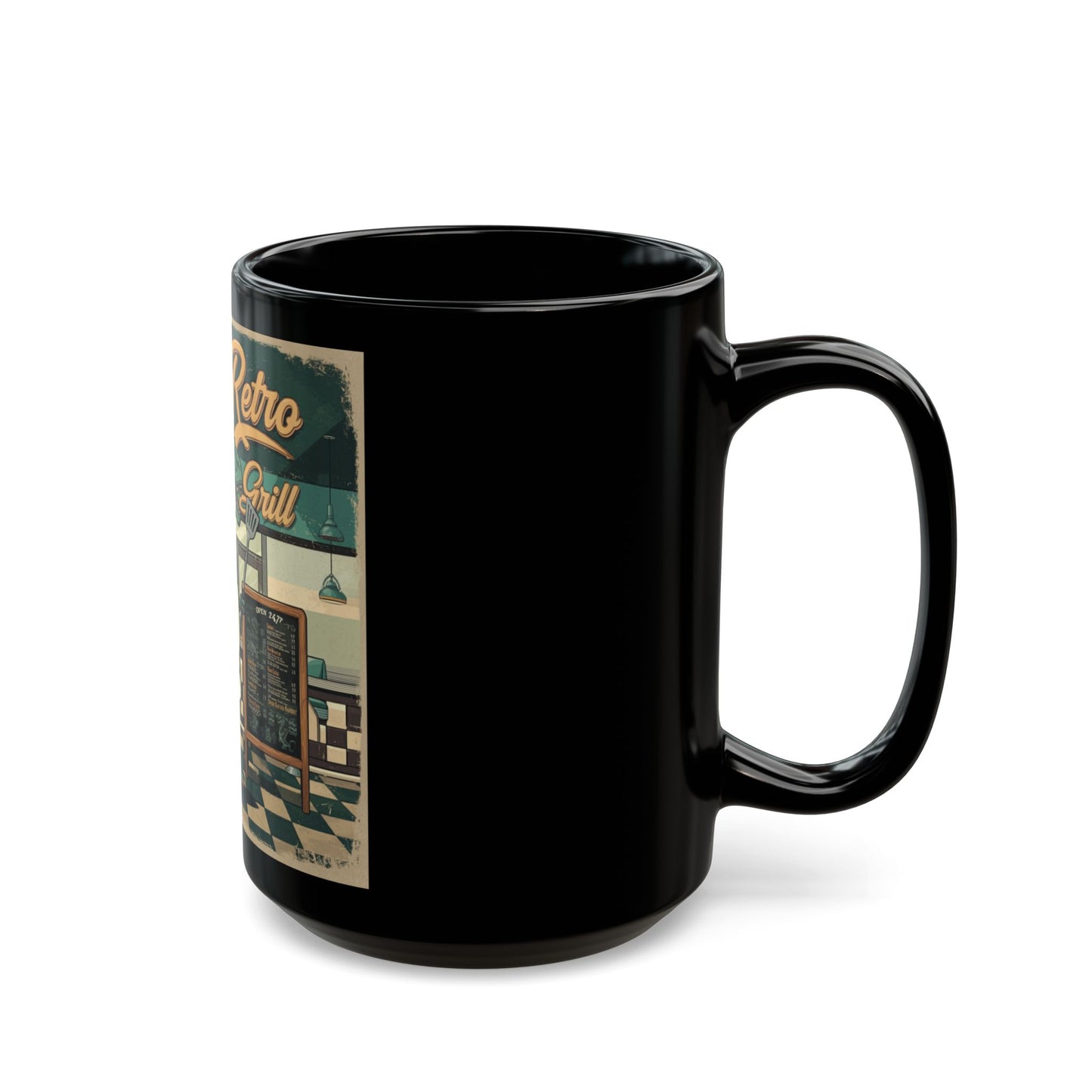 Dino’s Retro Grill Black Mug (11oz, 15oz) - StyleMZ