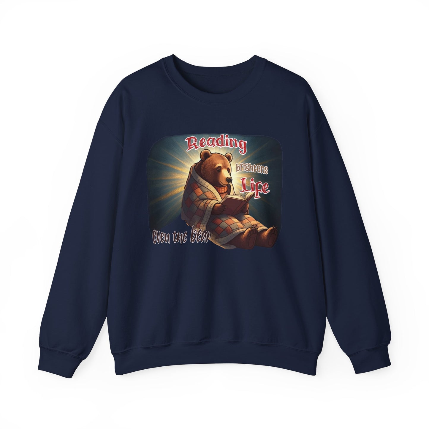 Reading brightens life, even the bear Unisex Heavy Blend™ Crewneck Sweatshirt - StyleMZ