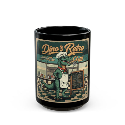 Dino’s Retro Grill Black Mug (11oz, 15oz) - StyleMZ