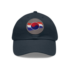 Corea - Gorro con bandera de Corea y parche de cuero (redondo) - StyleMZ 