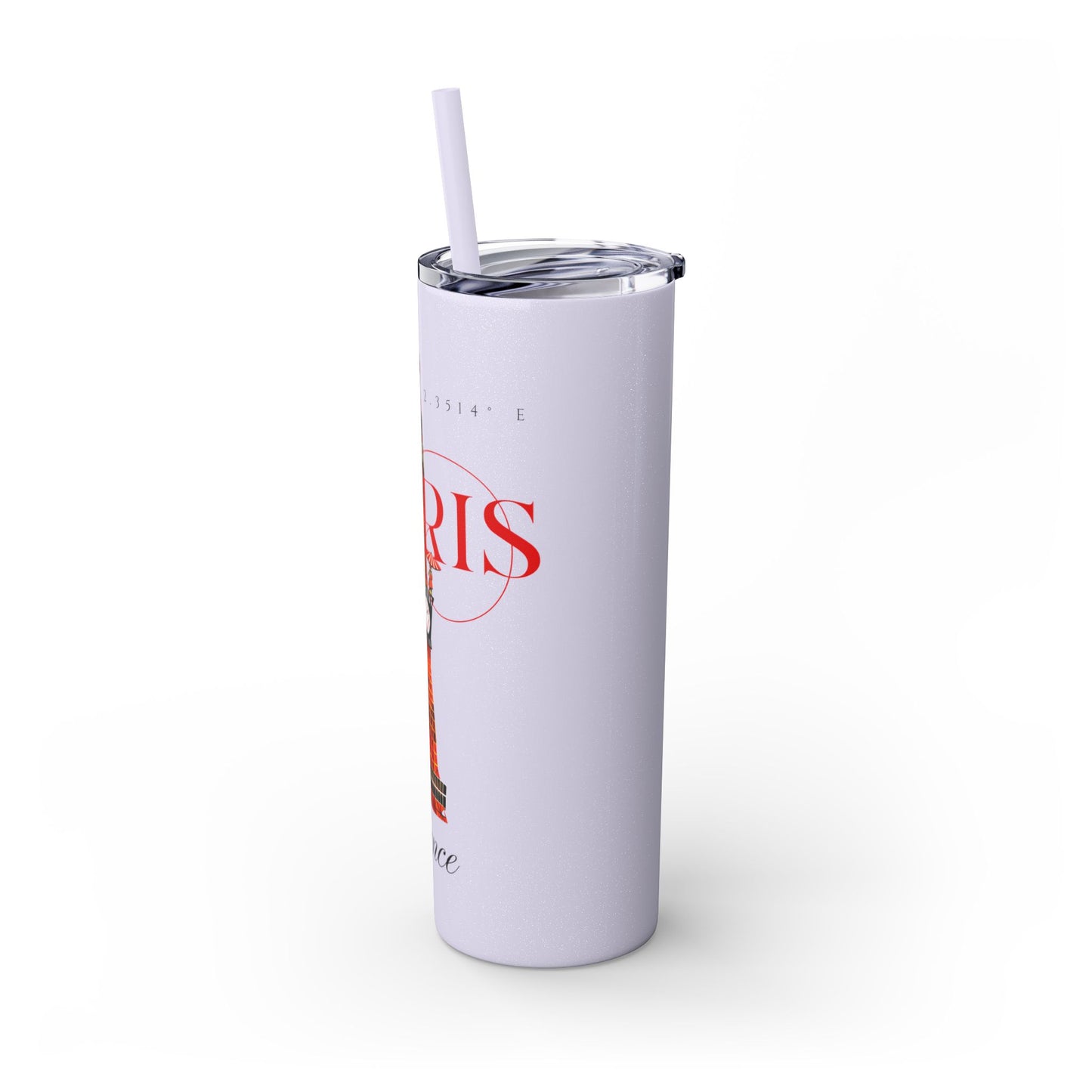 Paris Glitter Skinny Tumbler with Straw, 20oz - StyleMZ