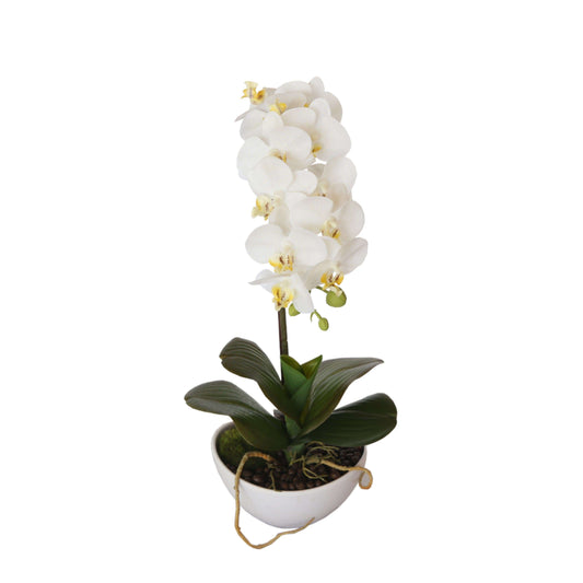 46cm Butterfly Artificial Potted Orchid White for Effortless Elegance