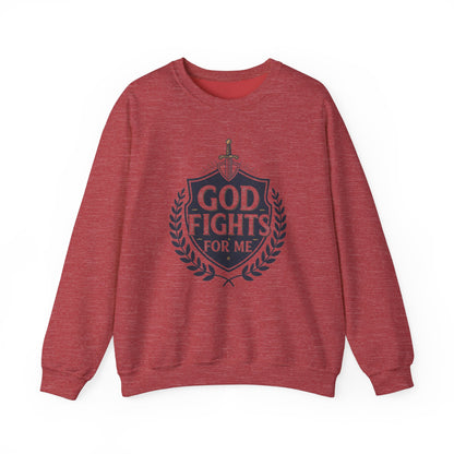 God fights for me Unisex Heavy Blend™ Crewneck Sweatshirt