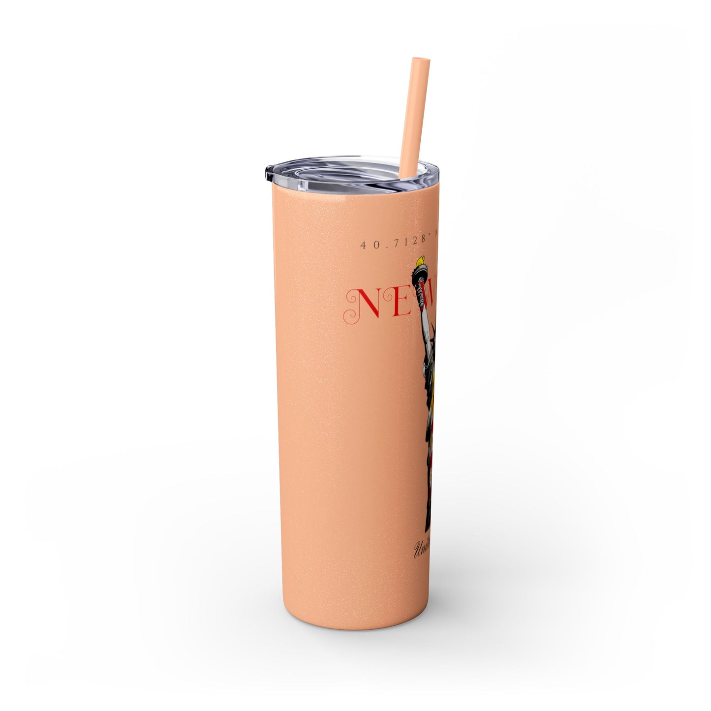 New York Glitter Skinny Tumbler with Straw, 20oz - StyleMZ