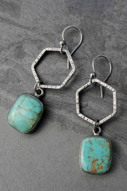 Vintage Turquoise Geometric Drop Earrings for Stylish Looks